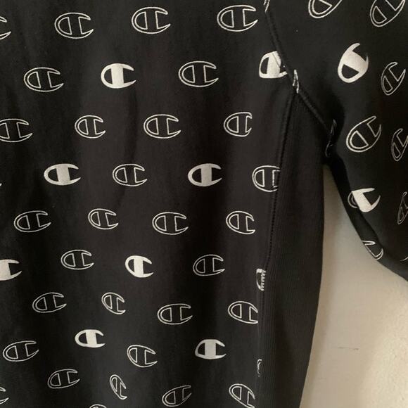 Champion womens small reverse weave black logo sweatshirt crewneck cool white gr - Picture 8 of 8